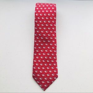Vineyard Vines Whale and Flag Red Silk Necktie